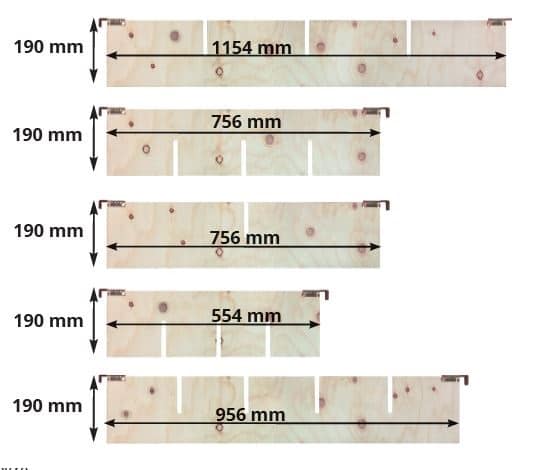 Pallkrageavdelare 4 Pallet collar divider pe1 three slots, 1154 x 190 x 12 mm, wood - image 3