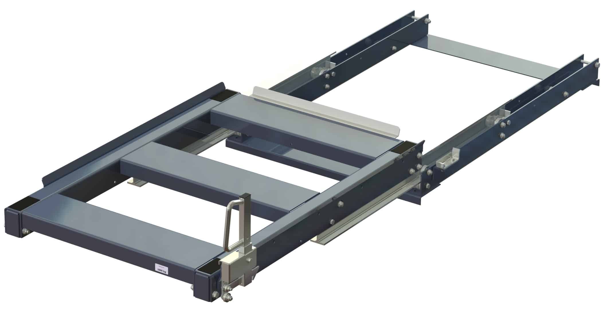 11 10011 utdragsenhet för eurpall med 100 utdragskapacitet 1000 kg lastkapacitet b830 d1200 Pull-out unit for eur-pallet with 100% extension capacity, 1000 kg load capacity, w=830 d=1200