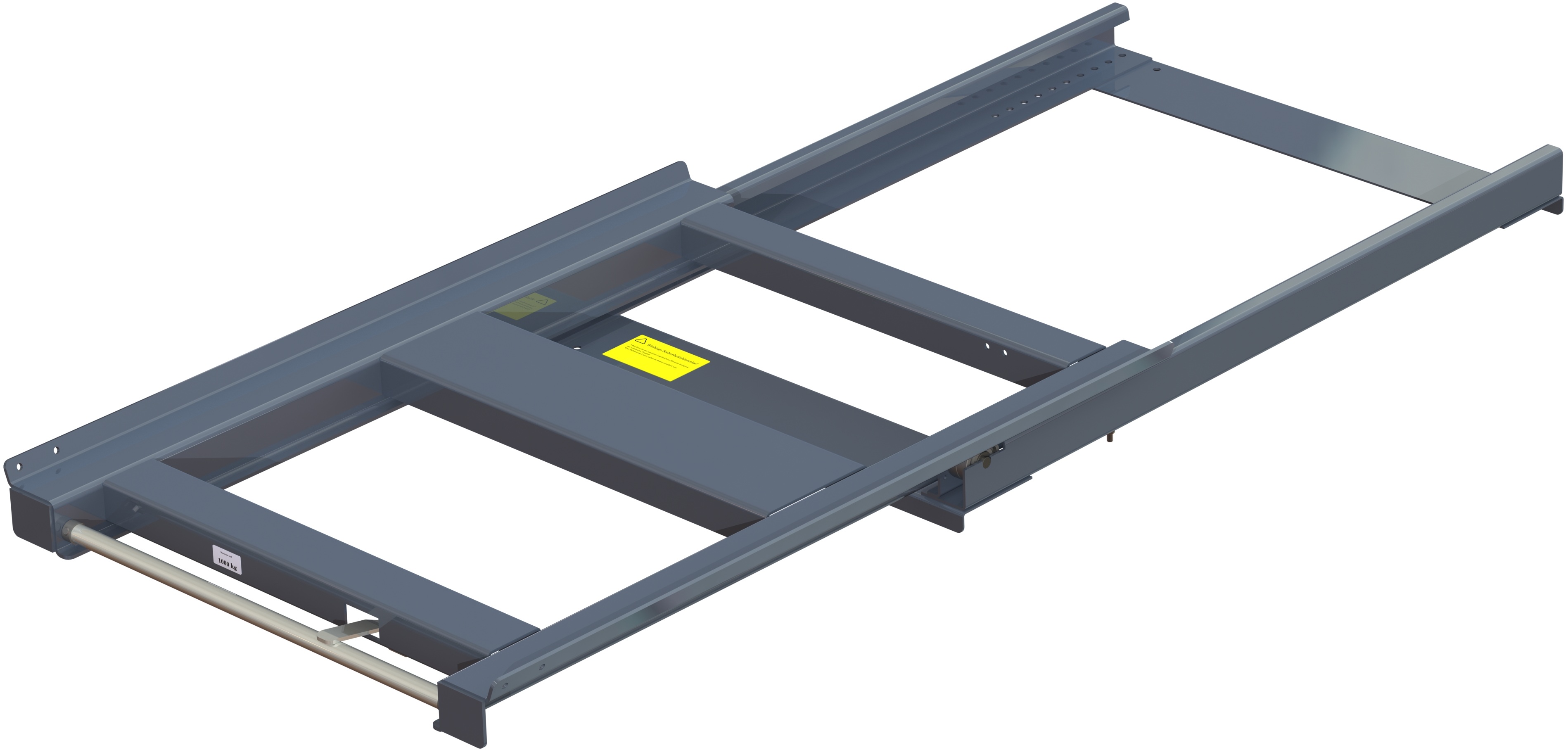 Pull-out unit for pallet rack with 70% extension, 1000 kg load capacity, rear-loaded, short-side handled eur-pallet Pull-out unit for pallet rack with 70% extension, 1000 kg load capacity, rear-loaded, short-side handled eur-pallet