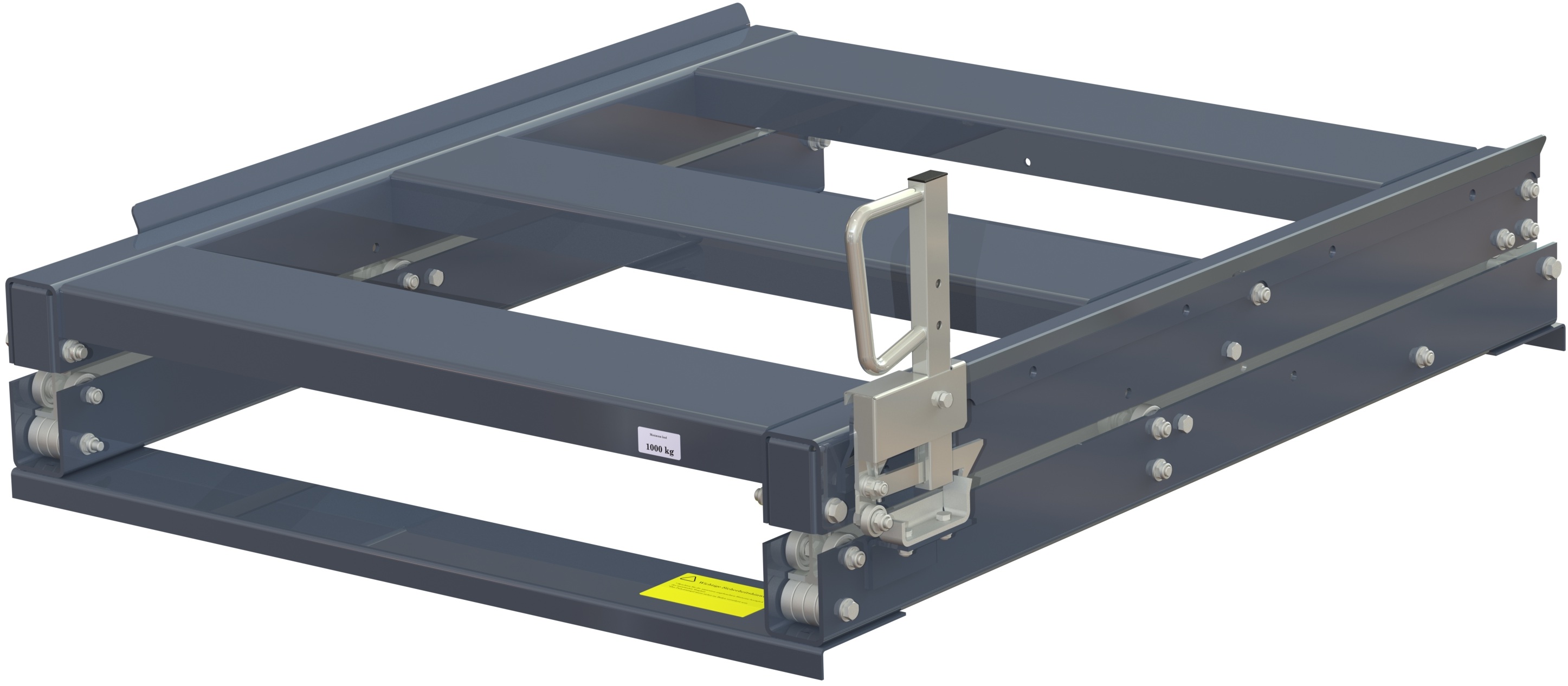 11 1003 1 23 Pull-out unit for pallet rack with 100% extension ,1000 kg load capacity, front-loaded, short-side handled fin-pallet - image 2