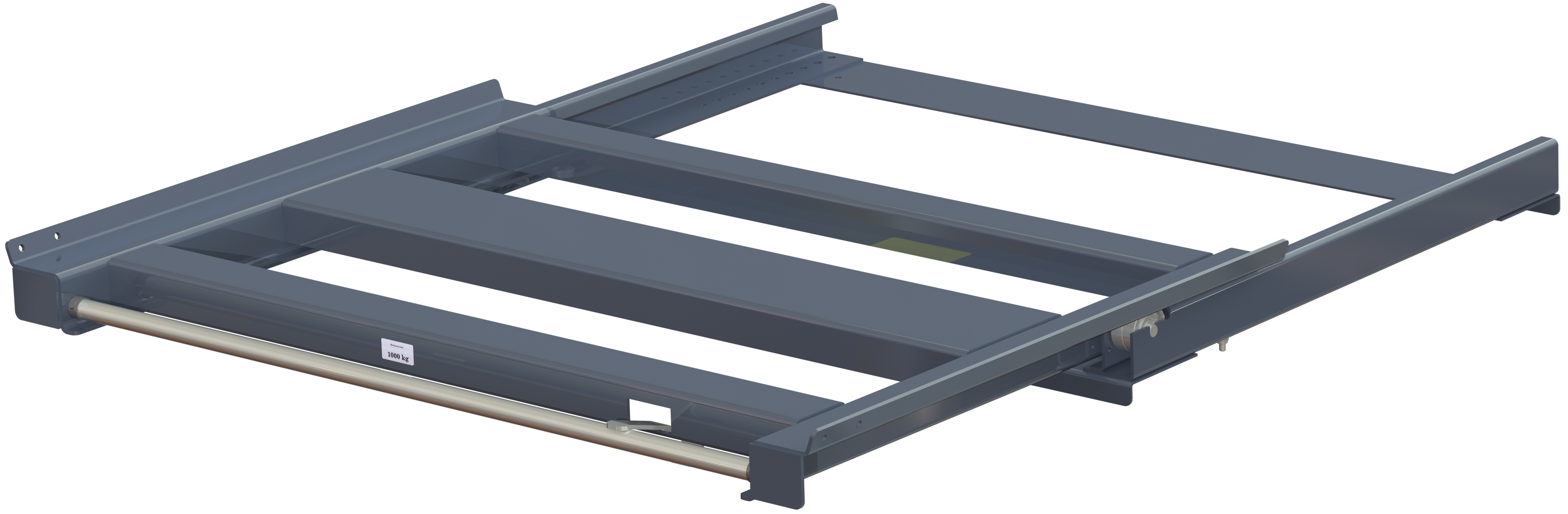 11 1006 0 open Pull-out unit for pallet rack with 70% extension ,1000 kg load capacity, rear-loaded, long-side handled eur-pallet
