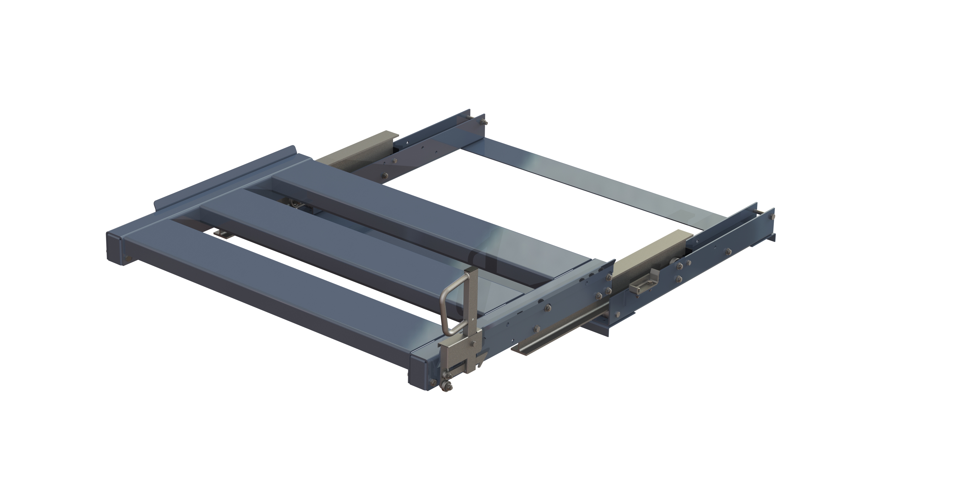 11 10061 balkmonterad utdragsenhet med 100 utdragskapacitet 1000 kg lastkapacitet baklastad långsideshanterad eurl Pull-out unit for pallet rack with 100% extension ,1000 kg load capacity, rear-loaded, long-side handled eur-pallet