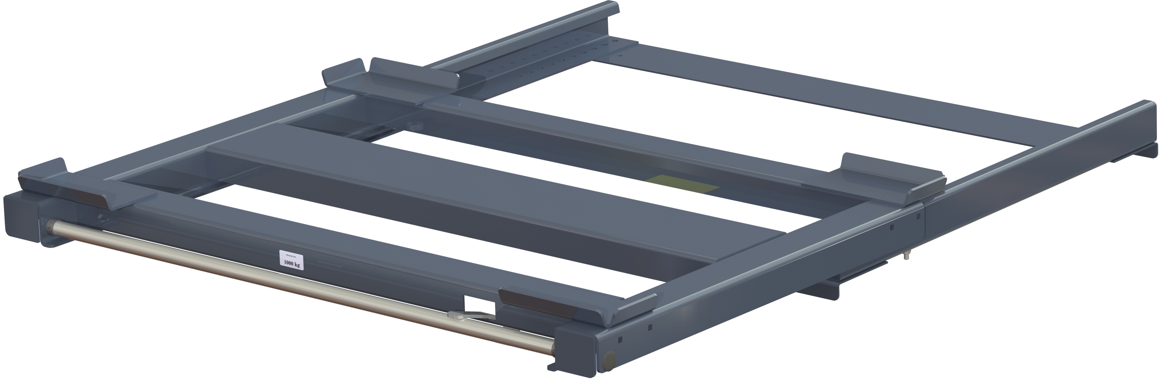 Beam-mounted pull-out unit 70%, 1000 kg, front loaded long-side handled for wire-mesh container