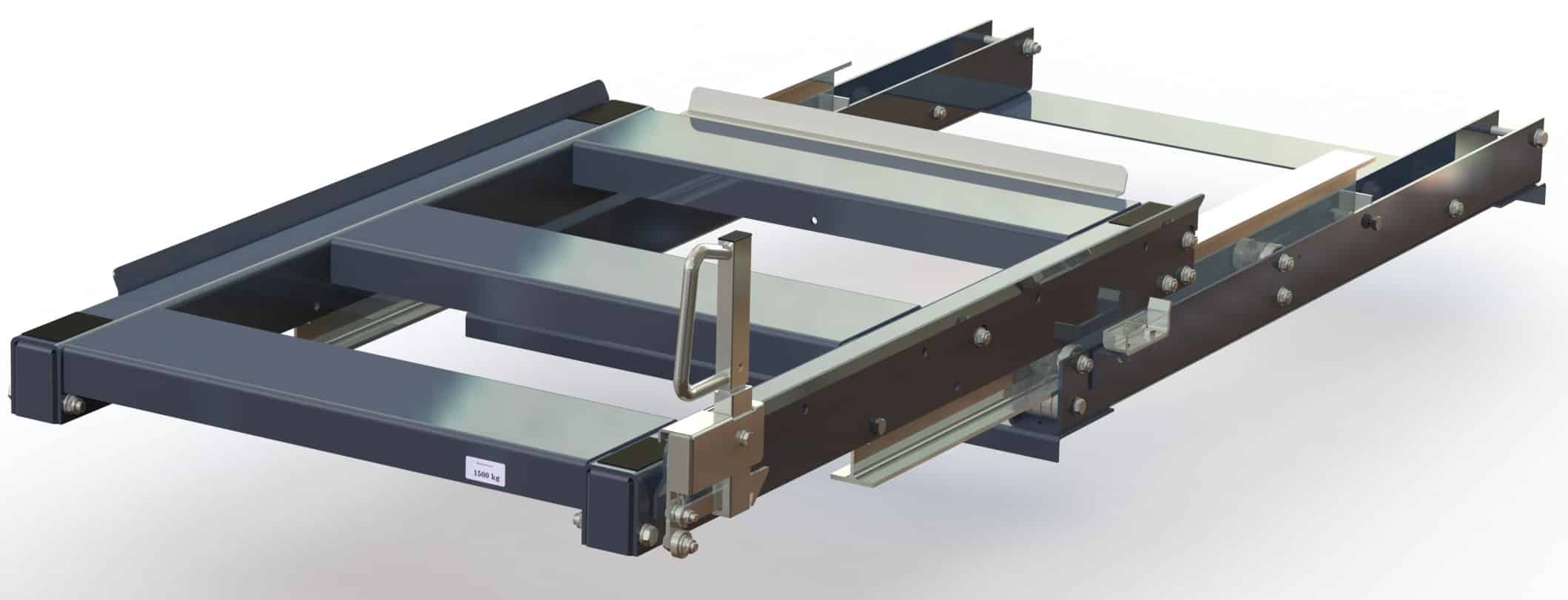 11 15010 utdragsenhet för eurpall med 70 utdragskapacitet 1500 kg lastkapacitet b830 d1200 Pull-out unit for eur-pallet with 70% extension capacity, 1500 kg load capacity, w=830 d=1200 - image 2