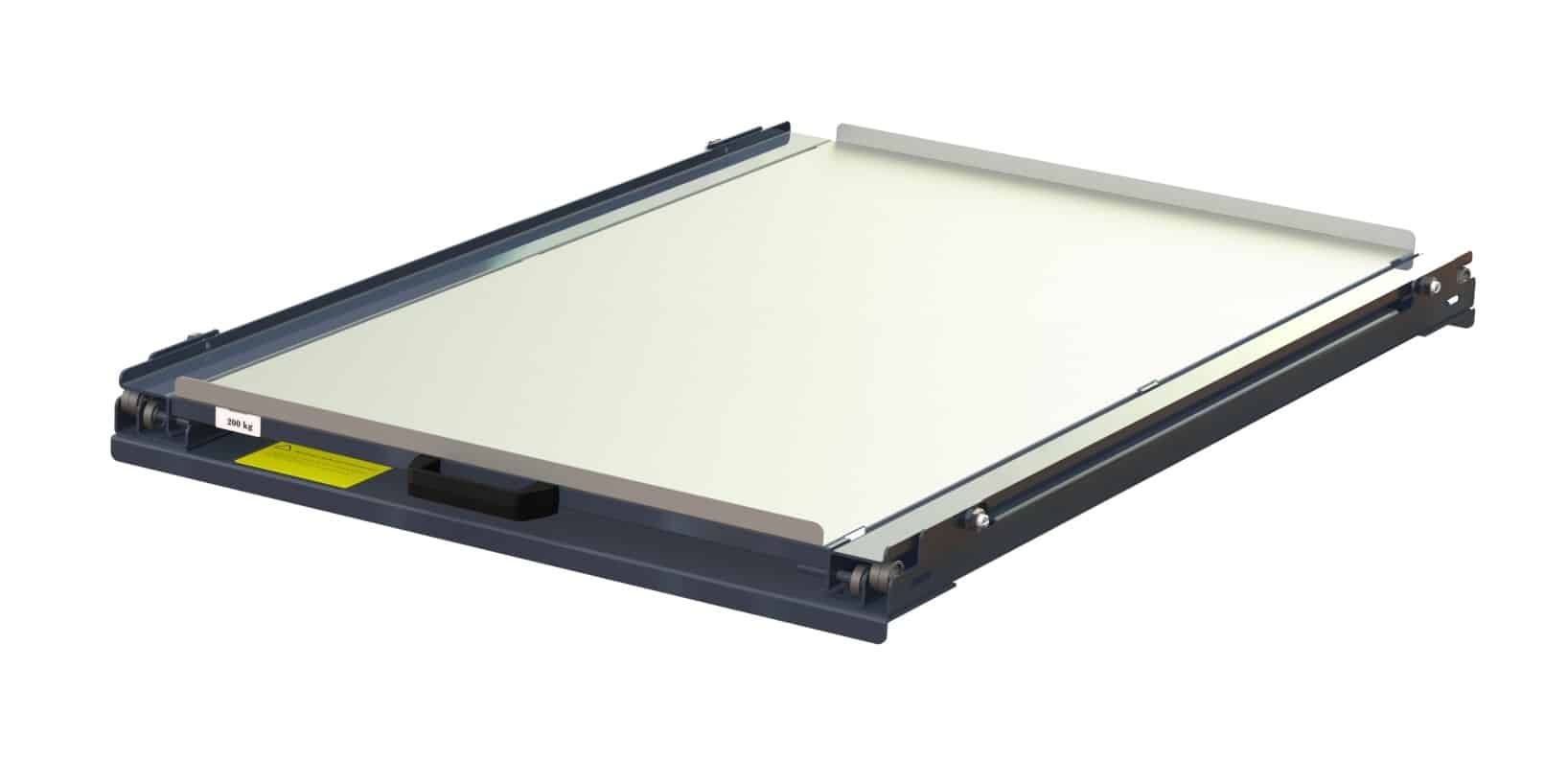 11 201 2 grey closed Pull-out unit with steel shelf panel, 70% extension 2-way, 200 kg load capacity, two way loaded, short-side handled eur-pallet - image 2