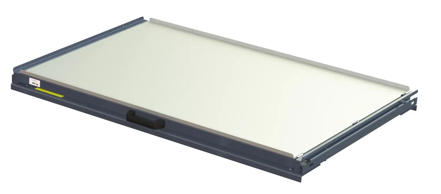 Beam-mounted pull-out unit with steel shelf panel. 70% extension, 200 kg load capacity, w=1200 d=800 - image 2