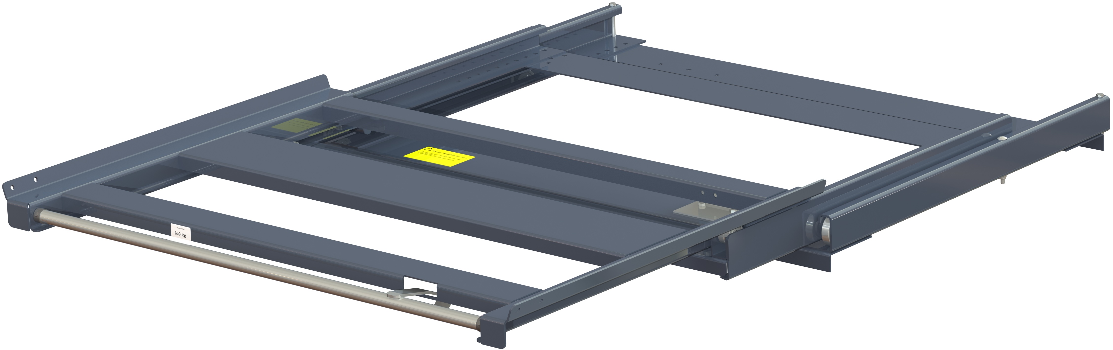 Pull-out unit for pallet rack with 100% extension, 600 kg load capacity, front-loaded, long-side handled eur-pallet Pull-out unit for pallet rack with 100% extension, 600 kg load capacity, front-loaded, long-side handled eur-pallet