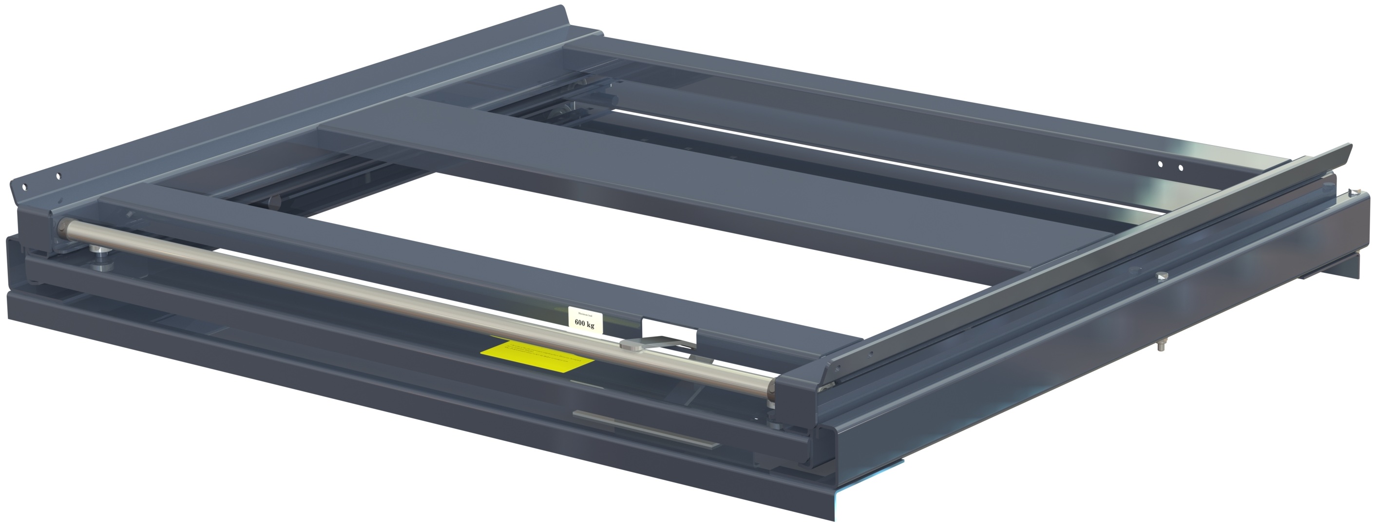 Pull-out unit for pallet rack with 100% extension ,600 kg load capacity, rear-loaded, short-side handled fin-pallet - image 2