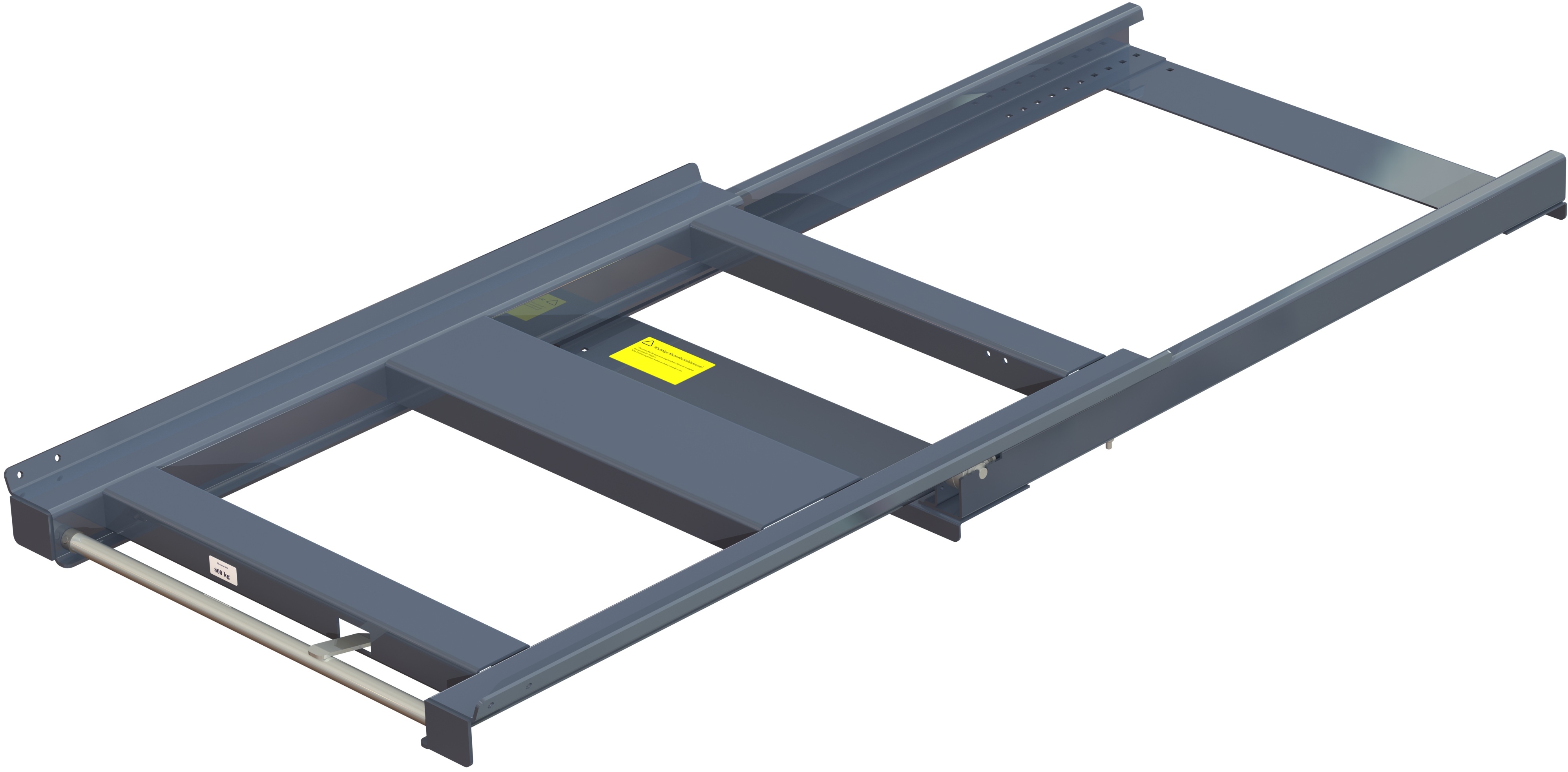 11 802 0 open Pull-out unit for pallet rack with 70% extension ,800 kg load capacity, rear-loaded, short-side handled eur-pallet