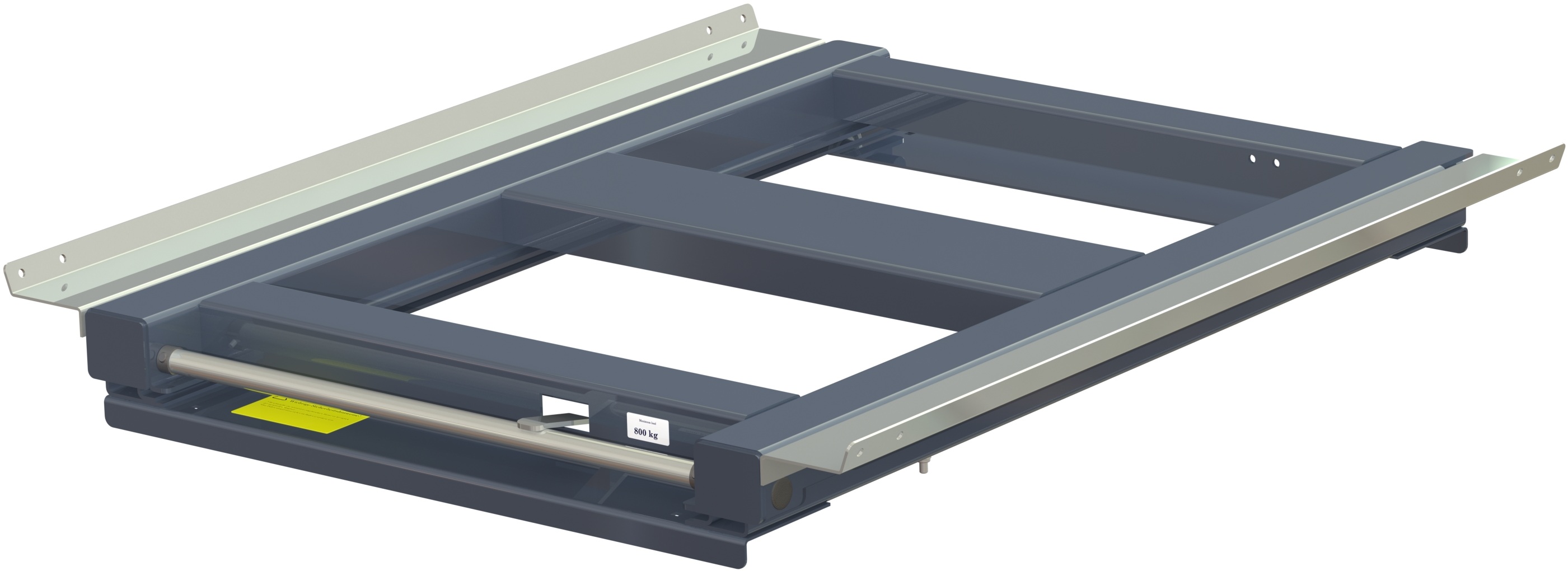 Pull-out unit for pallet rack with 70% extension ,800 kg load capacity, front-loaded, short-side handled fin-pallet - image 2