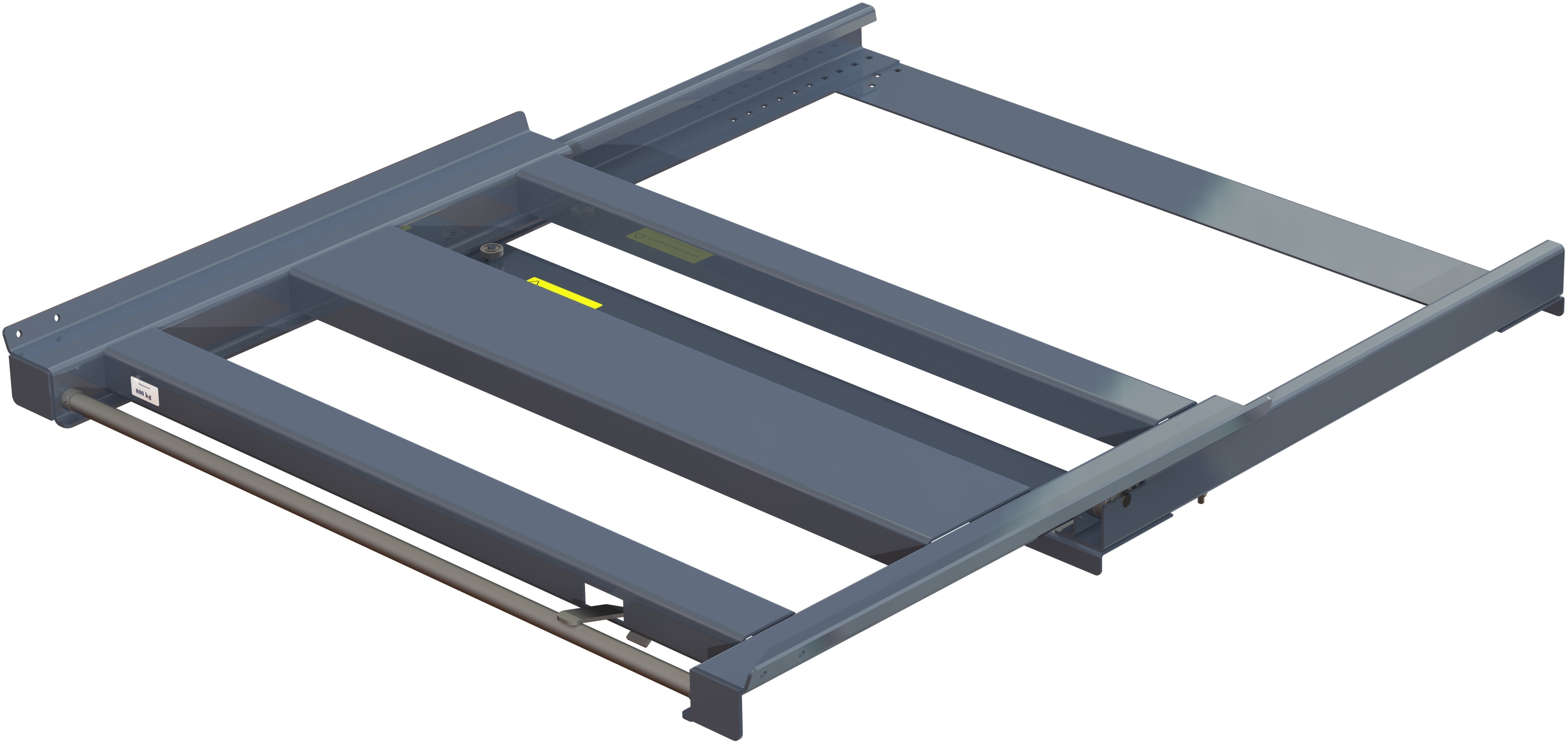11 805 0 open Pull-out unit for pallet rack with 70% extension ,800 kg load capacity, front-loaded, long-side handled eur-pallet