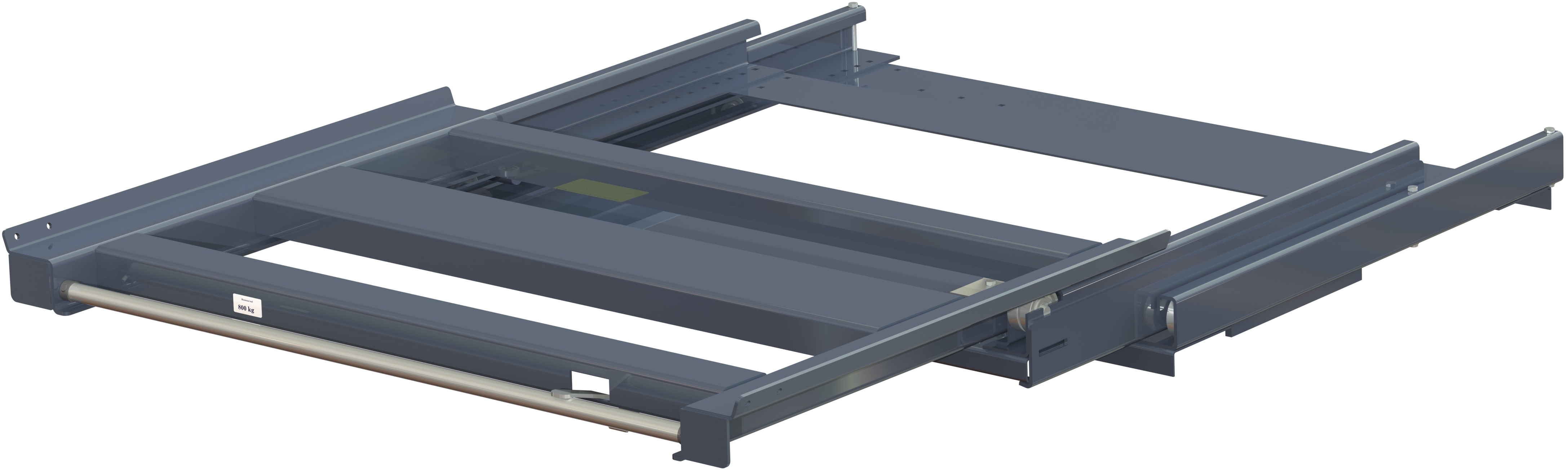 11 805 1 open Pull-out unit for pallet rack with 100% extension ,800 kg load capacity, front-loaded, long-side handled eur-pallet
