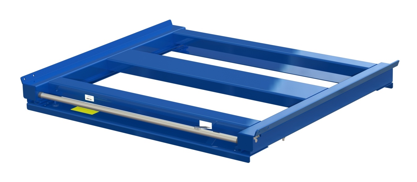 Pull-out unit for pallet rack with 70% extension, 800 kg load capacity, front-loaded, long-side handled fin-pallet - image 2