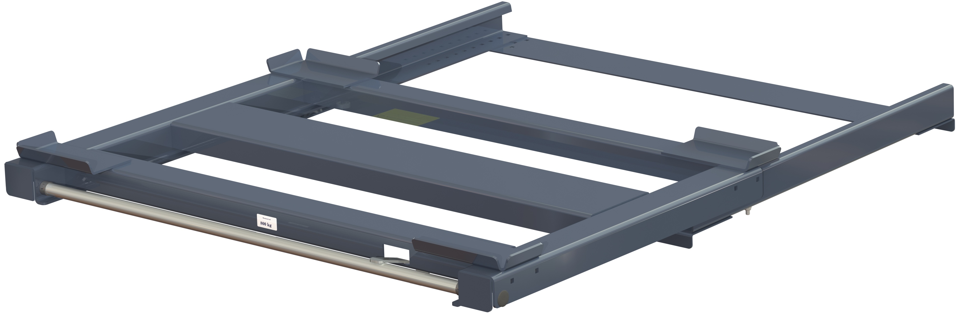 Beam-mounted pull-out unit 70%, 800 kg, front loaded long-side handled for wire-mesh container