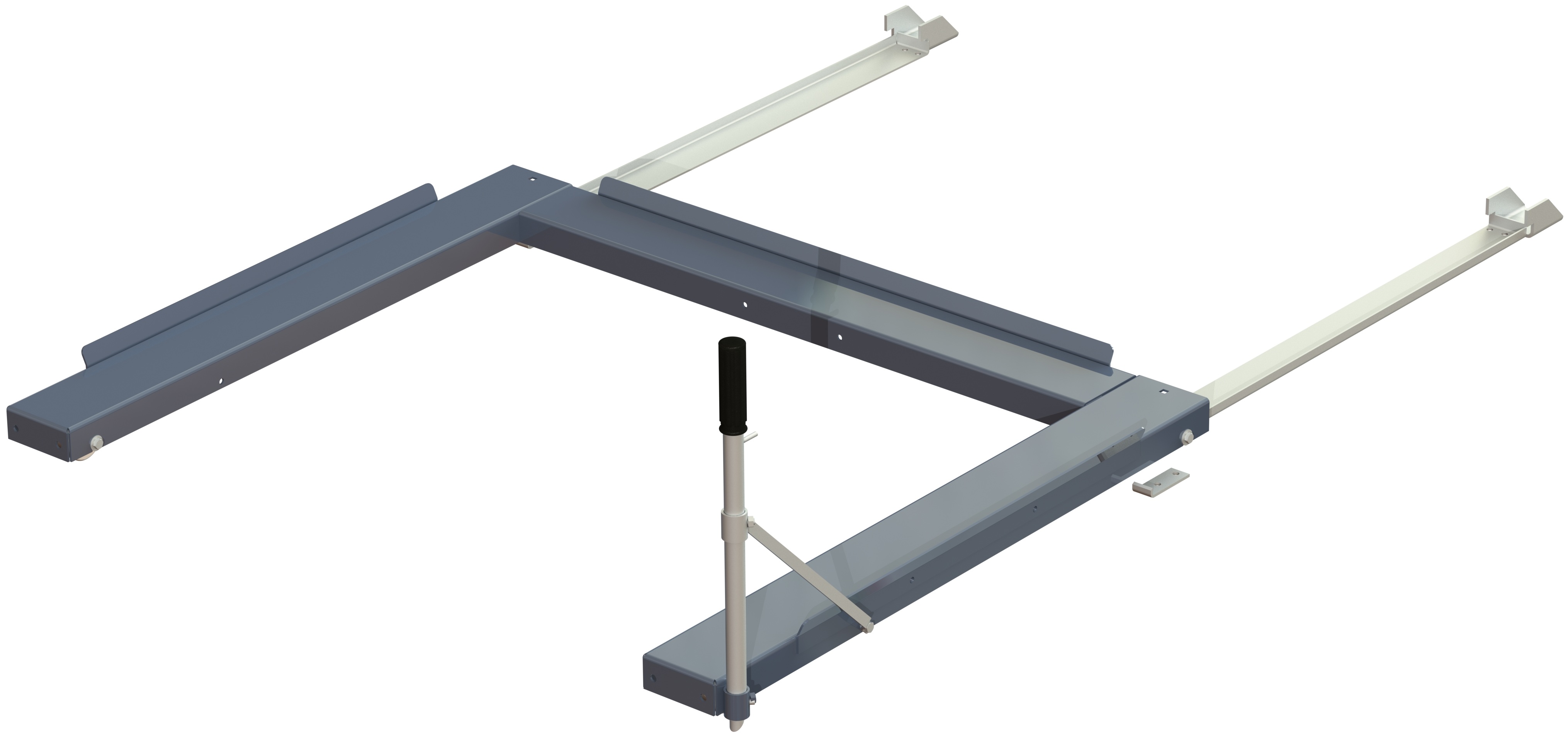 Floor-mounted pull-out unit, 1000 kg, 85% extension, front-loaded, long-side handled, for fin or chep pallet Floor-mounted pull-out unit, 1000 kg, 85% extension, front-loaded, long-side handled, for fin or chep pallet