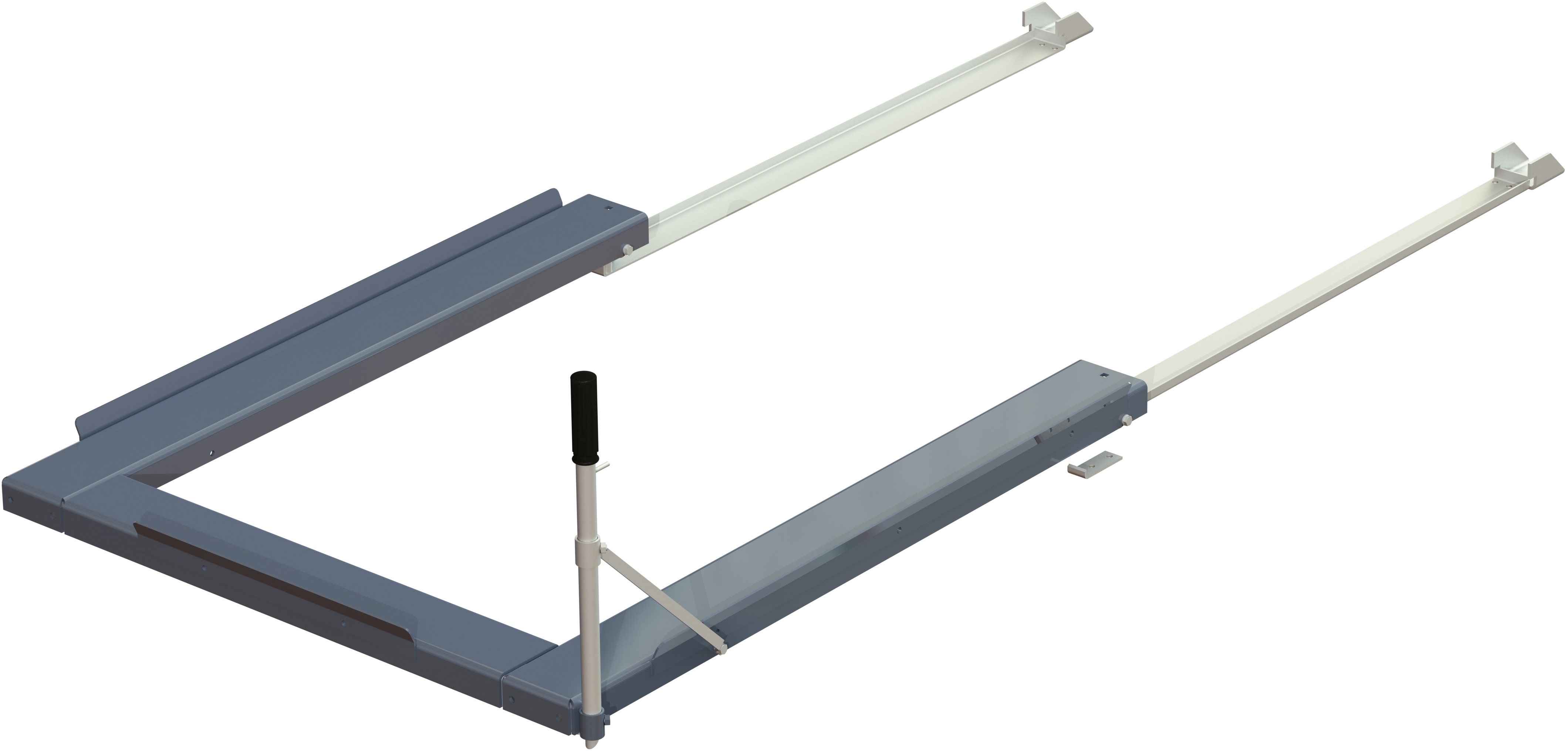 Floor-mounted pull-out unit, 1200 kg, 85% extension, rear-loaded, short-side handled, for fin or chep pallet Floor-mounted pull-out unit, 1200 kg, 85% extension, rear-loaded, short-side handled, for fin or chep pallet