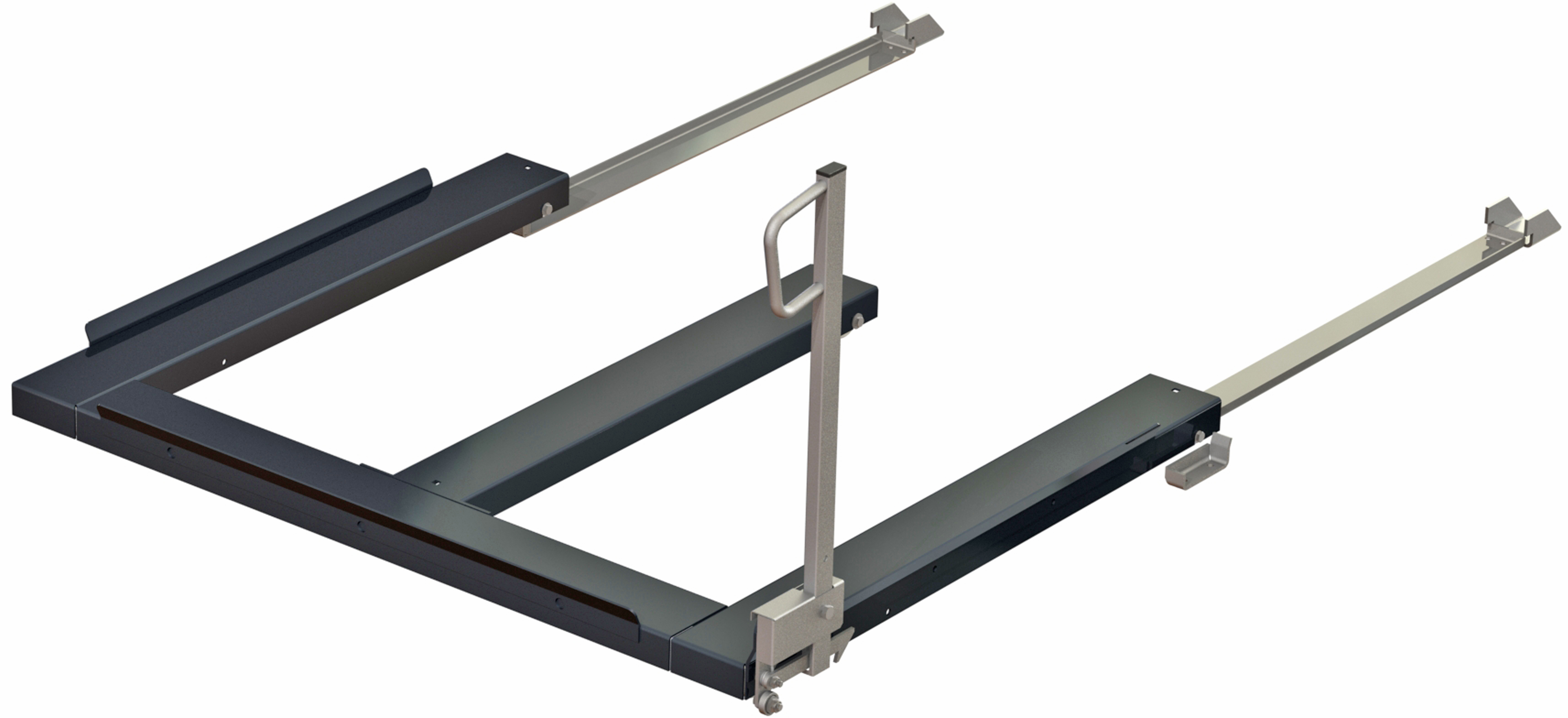 Floor mounted pull-out unit ,1500 kg, rear-loaded, short-side handled fin-pallet