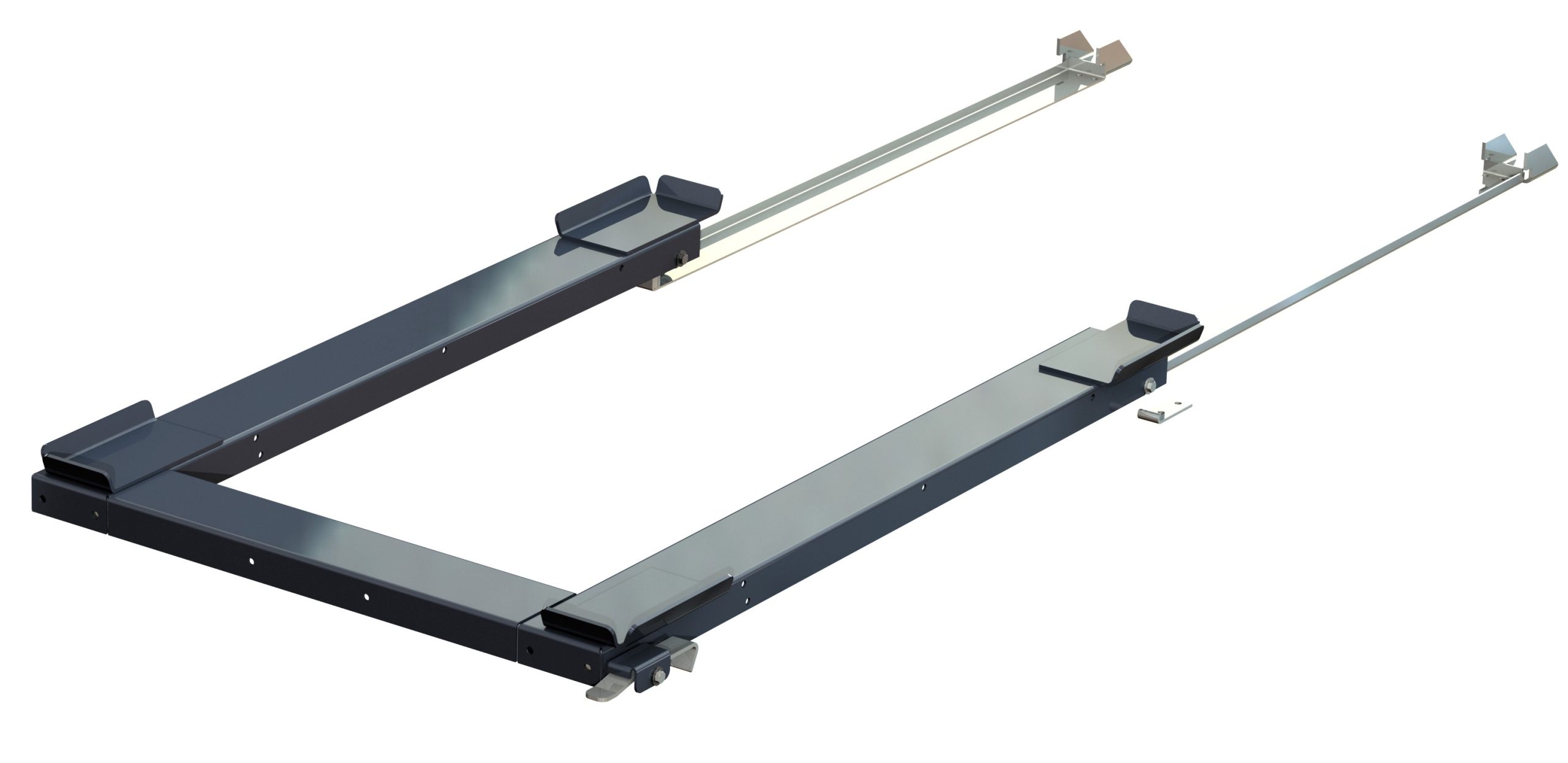 Floor-mounted pull-out unit, 1000 kg, 85% extension, rear-loaded, short-side handled, for wire mesh container