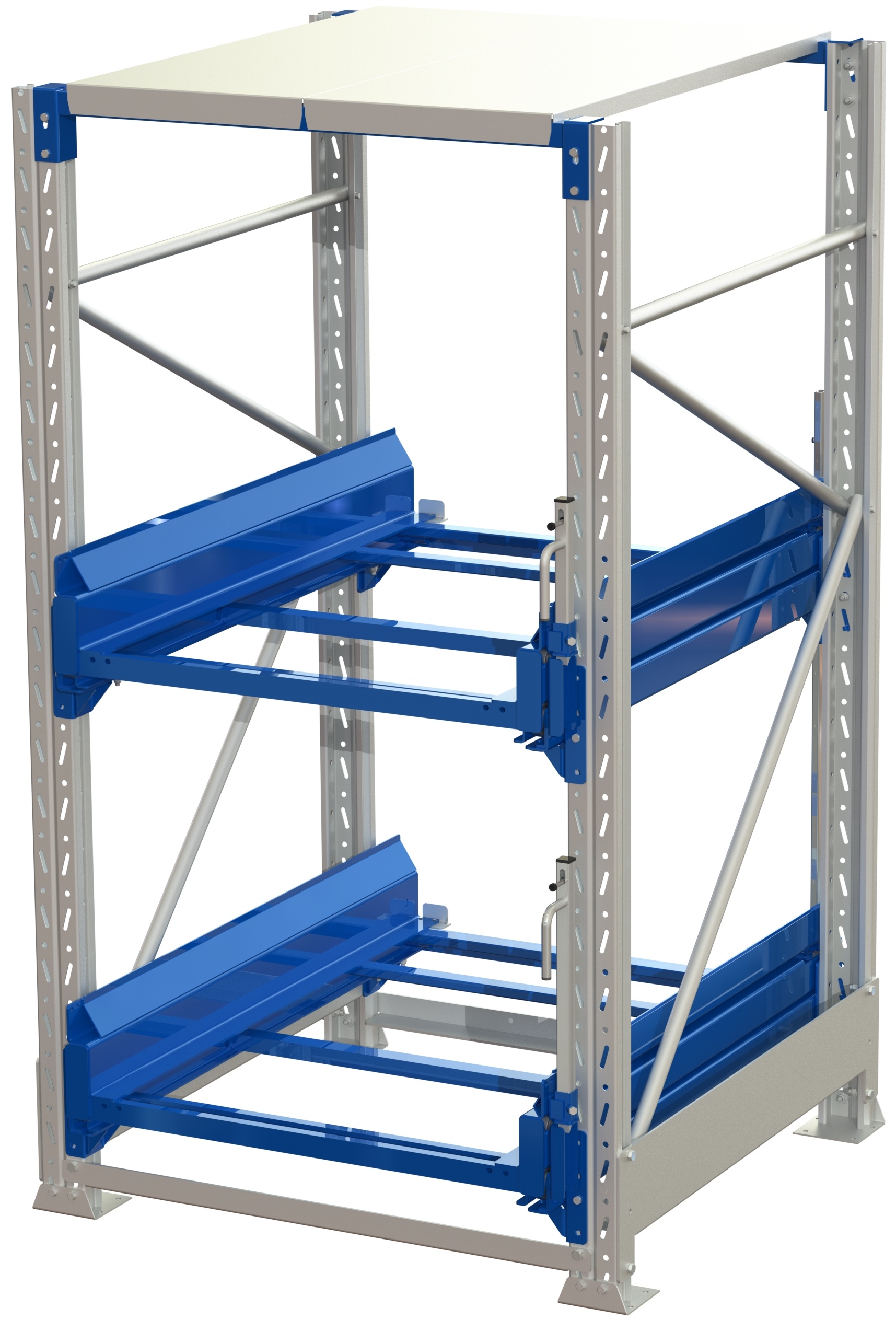 Pallet storage unit, 2 pull-out units, 600kg 100%, with lock ral 5010 - image 2