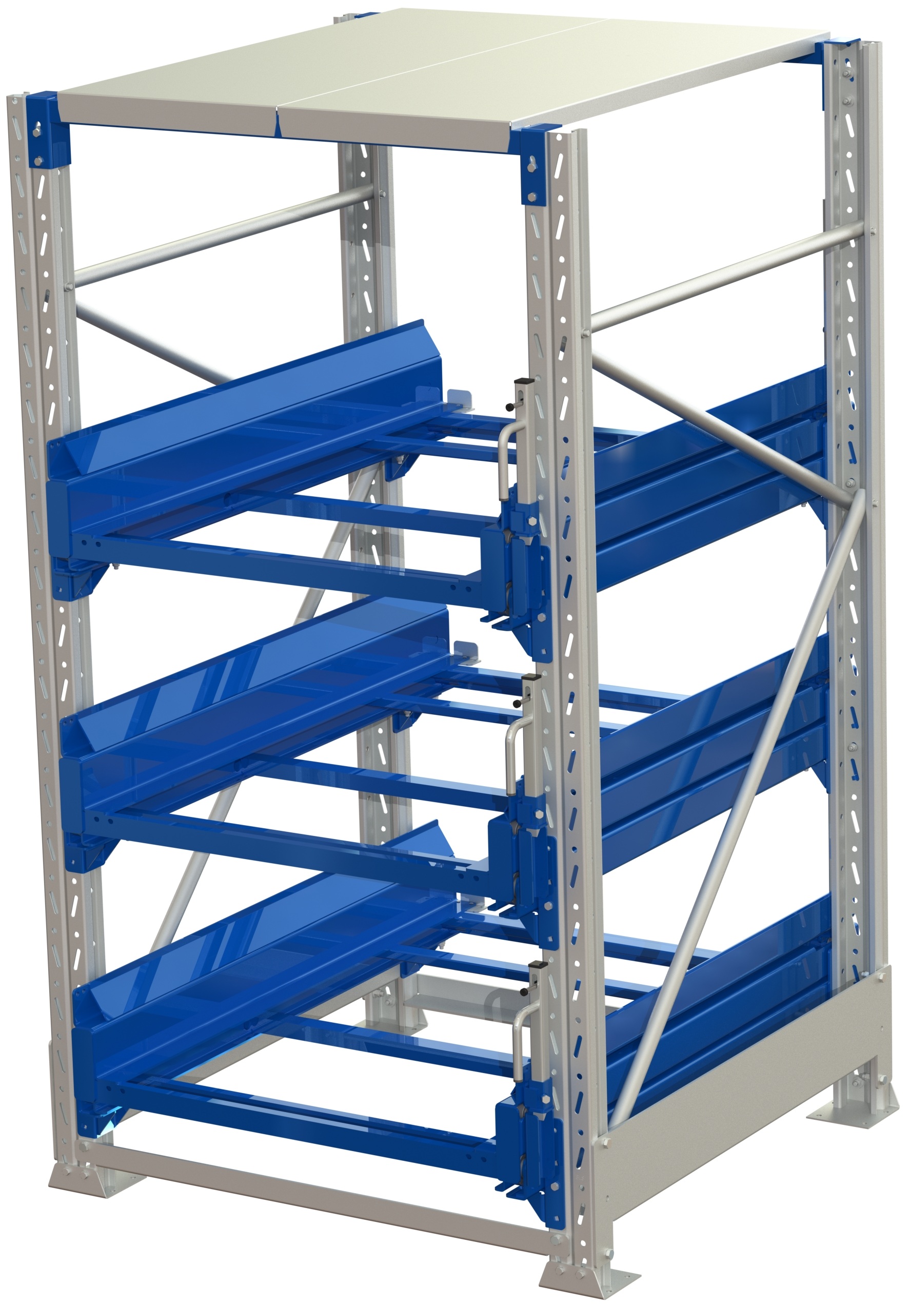 Pallet storage unit, 3 pull-out units 600kg 100%, ral 5010 - image 2