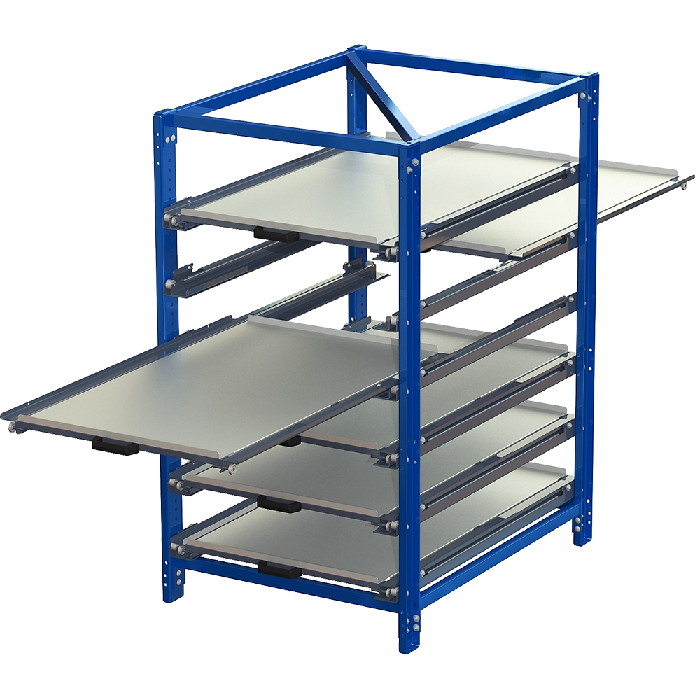 22 1360 industribyrå tvåvägs kortsidehanterat 70 utdragskapacitet 200 kg lastkapacitet 6 hyllplan Compact storage unit without shelf lock, short-side forward, 70% extension, two-way, 200kg load capacity, 6 shelves