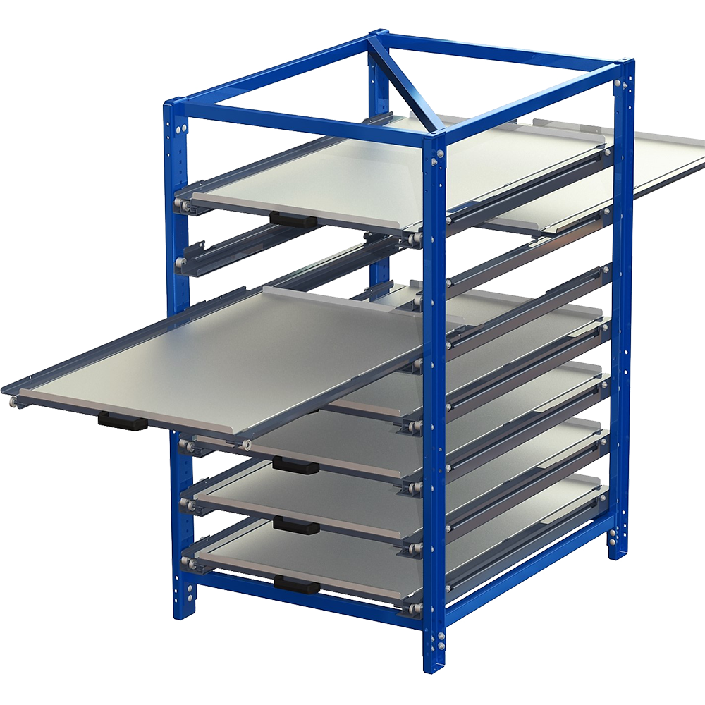 Compact storage unit without shelf lock, short-side forward, 70% extension, two-way, 200 kg load capacity, 7 shelves Compact storage unit without shelf lock, short-side forward, 70% extension, two-way, 200 kg load capacity, 7 shelves