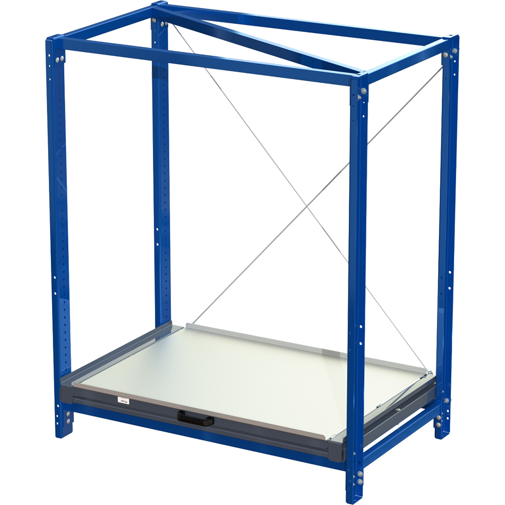 Compact storage unit without shelf lock, long-side forward, 100% extension, 150 kg load capacity, 1 shelf Compact storage unit without shelf lock, long-side forward, 100% extension, 150 kg load capacity, 1 shelf