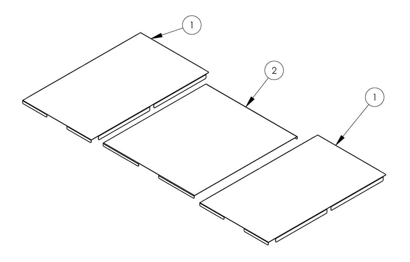 Steel shelf panel for beam-mounted wide pull-out unit, 400 kg, 2600 mm width - image 2