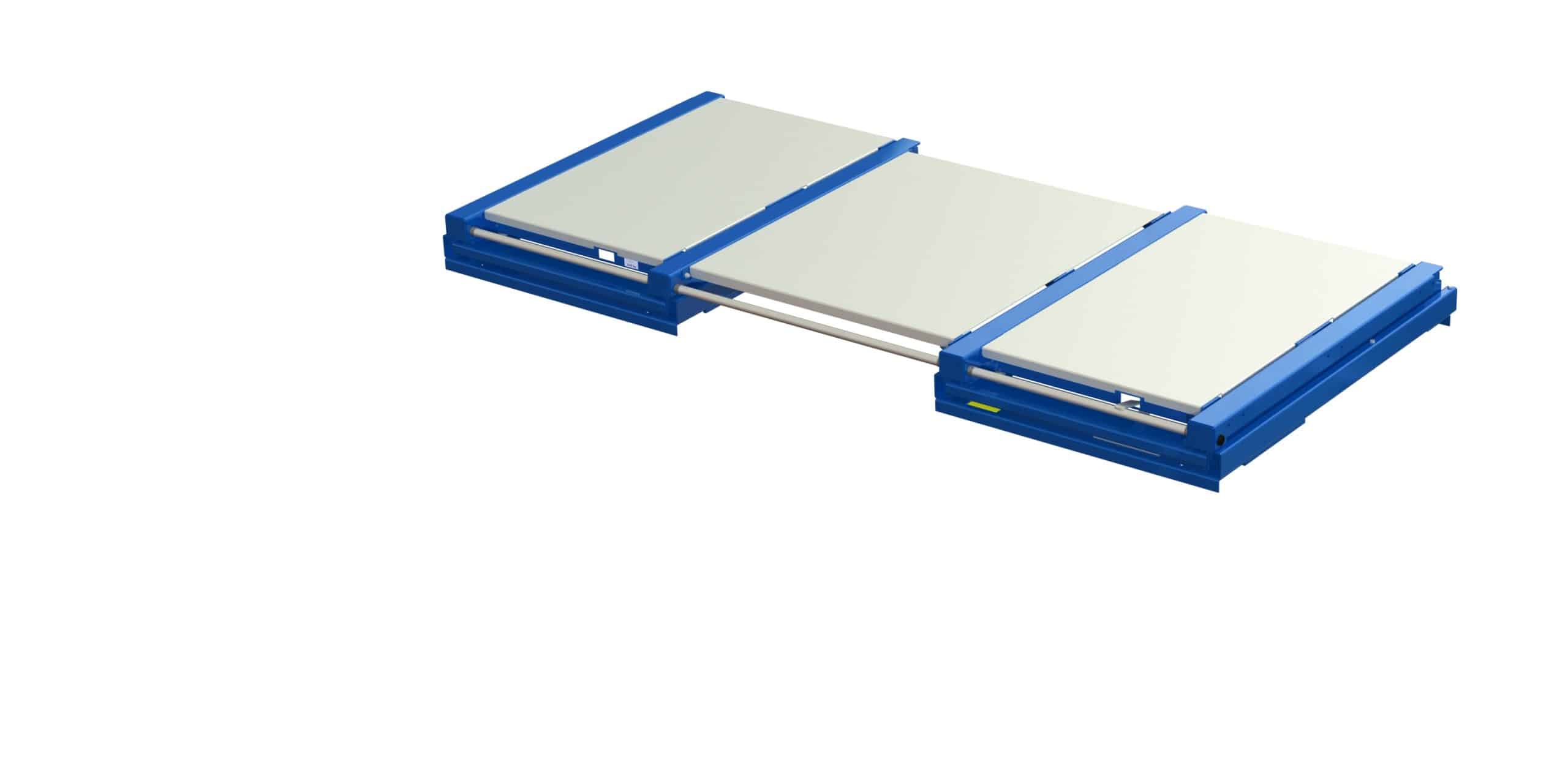 27 1626 1 blue closed with steel shelf panel Bred utdragsenhet för skiv- & plåtmaterial 1600 kg 100% 2600x1200 balkmonterad - bild 5