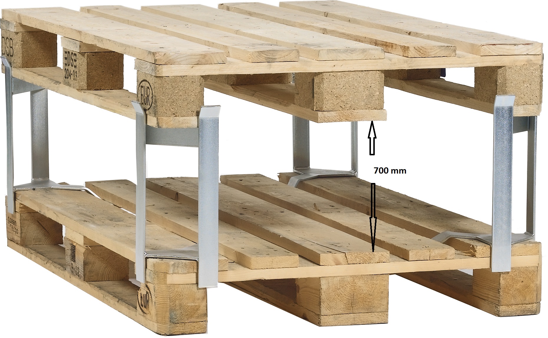Pallet separator, pallet to pallet, 700 mm gap, 1000 kg, set of 4 Pallet separator, pallet to pallet, 700 mm gap, 1000 kg, set of 4