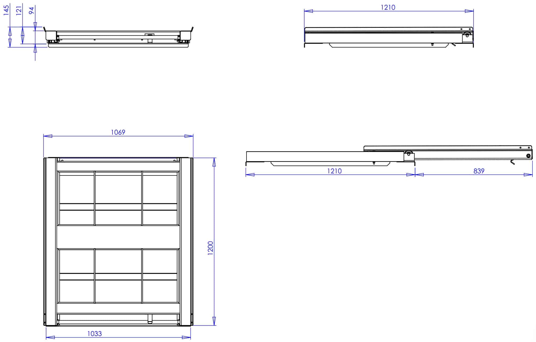 Pull-out unit for pallet rack with 70% extension, 1200 kg load capacity, rear-loaded, short-side handled fin-pallet - image 2
