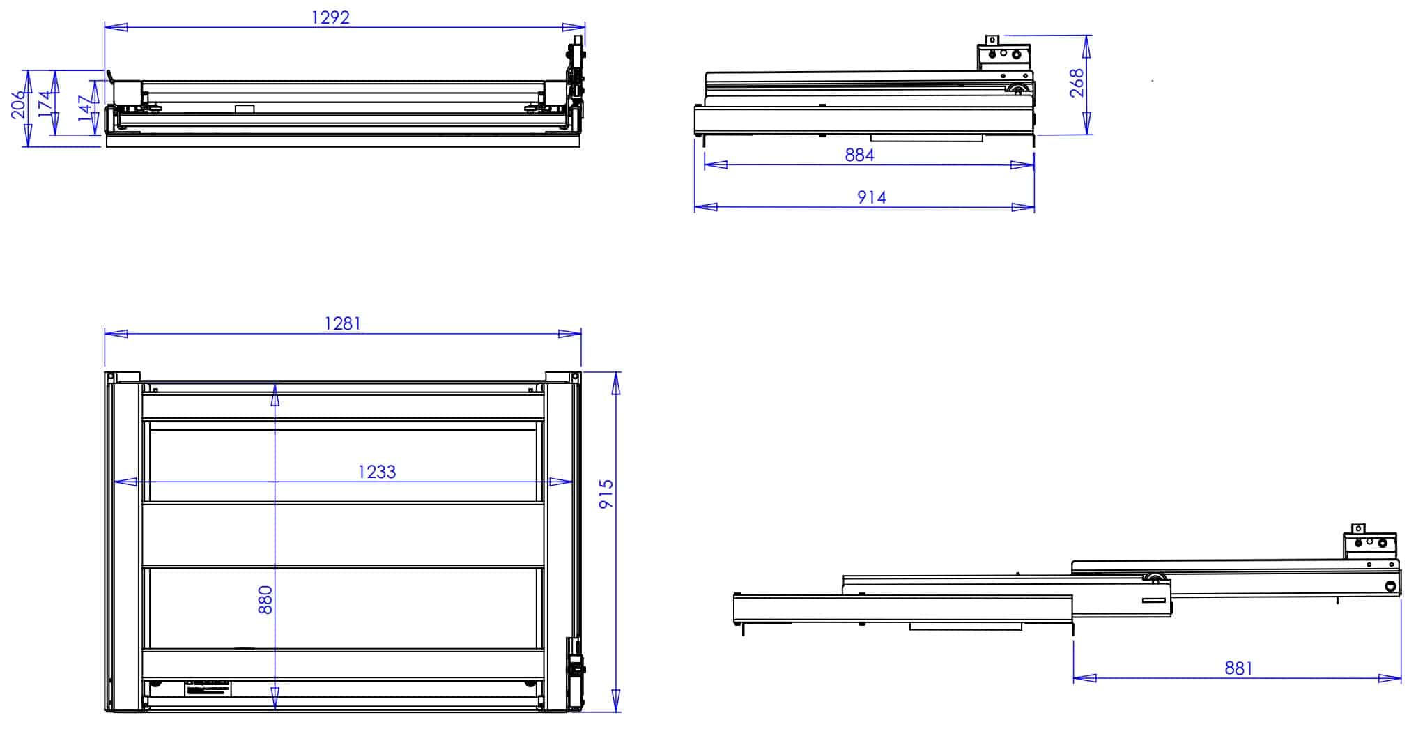 Pull-out unit for pallet rack with 100% extension, 800 kg load capacity, rear-loaded, long-side handled eur-pallet - image 2