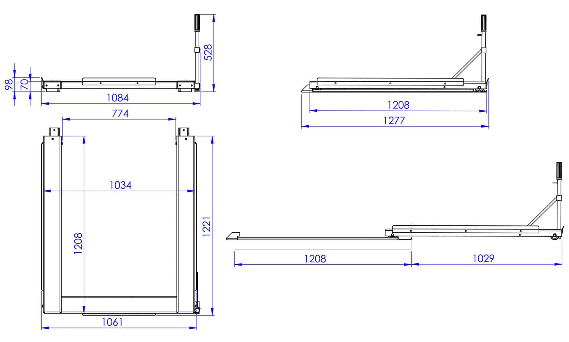 Floor-mounted pull-out unit, 1200 kg, 85% extension, rear-loaded, short-side handled, for fin or chep pallet - image 2 Floor-mounted pull-out unit, 1200 kg, 85% extension, rear-loaded, short-side handled, for fin or chep pallet - image 2