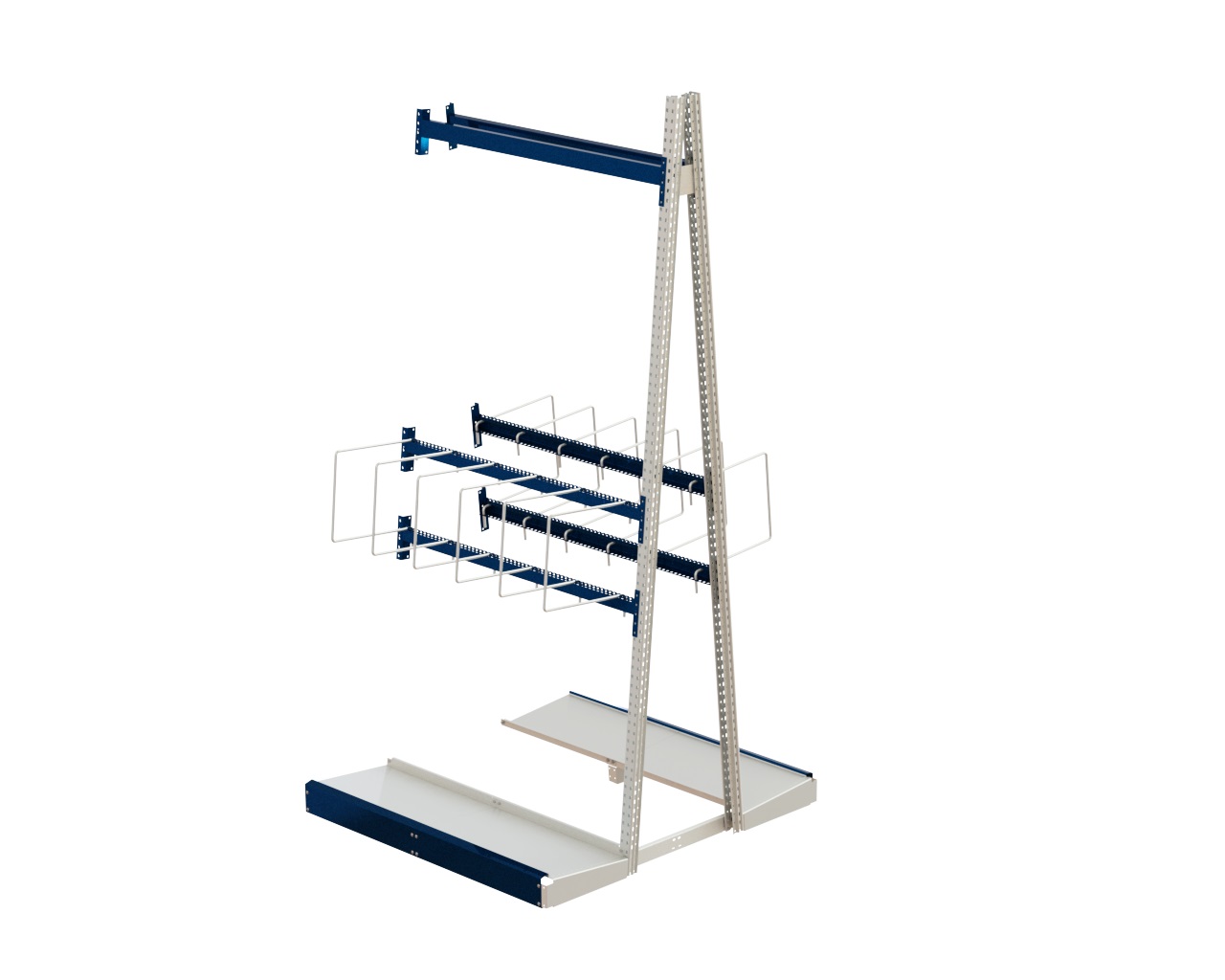 Loop storage rack, lodur premium, double-sided add-on section, w=1800, h=4000, incl. 12 dividers