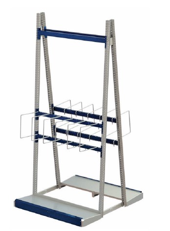 Loop storage rack, lodur premium, double-sided start section, w=950, h=4000, incl. 8 dividers