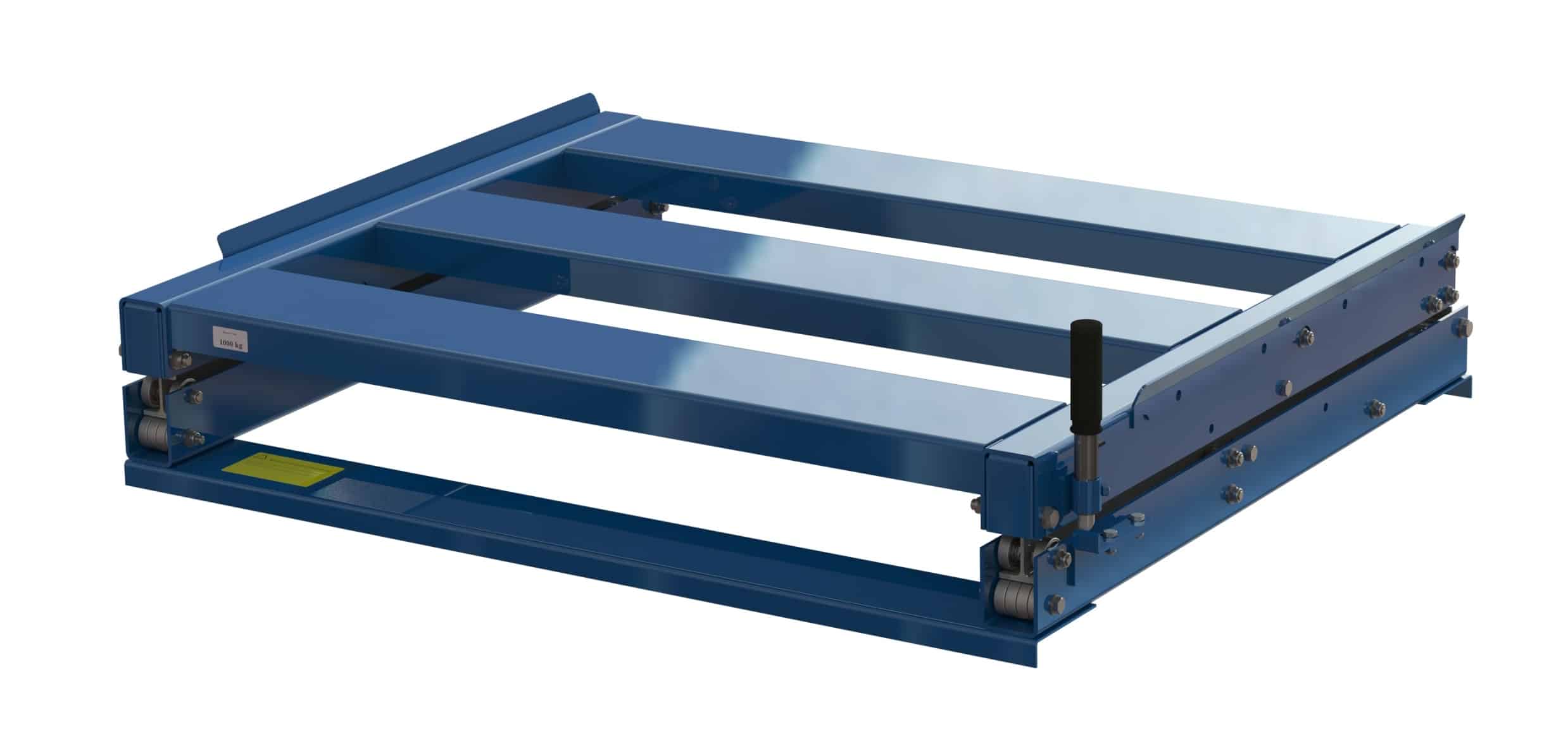 Pull-out unit for pallet rack with 100% extension ,1000 kg load capacity, front-loaded, long-side handled fin-pallet - image 2