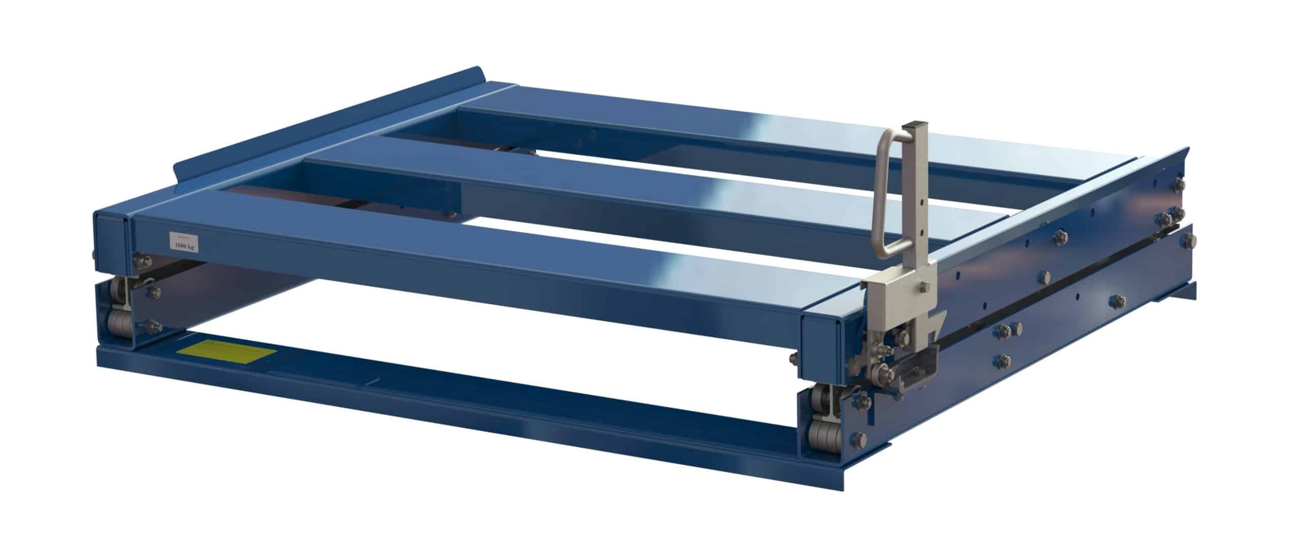 Pull-out unit for pallet rack with 100% extension, 1000 kg load capacity, rear-loaded, long-side handled fin-pallet - image 2 Pull-out unit for pallet rack with 100% extension, 1000 kg load capacity, rear-loaded, long-side handled fin-pallet - image 2