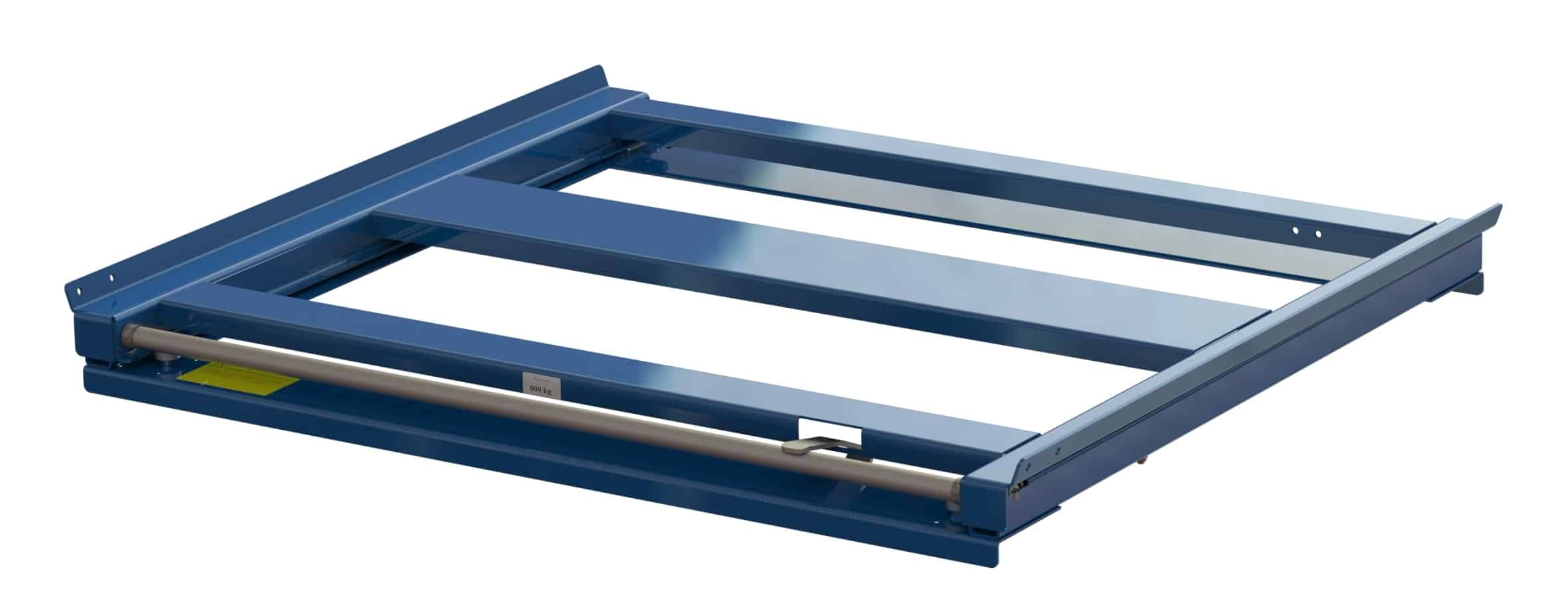 Pull-out unit for pallet rack with 70% extension, 600 kg load capacity, front-loaded, long-side handled fin-pallet - image 2 Pull-out unit for pallet rack with 70% extension, 600 kg load capacity, front-loaded, long-side handled fin-pallet - image 2