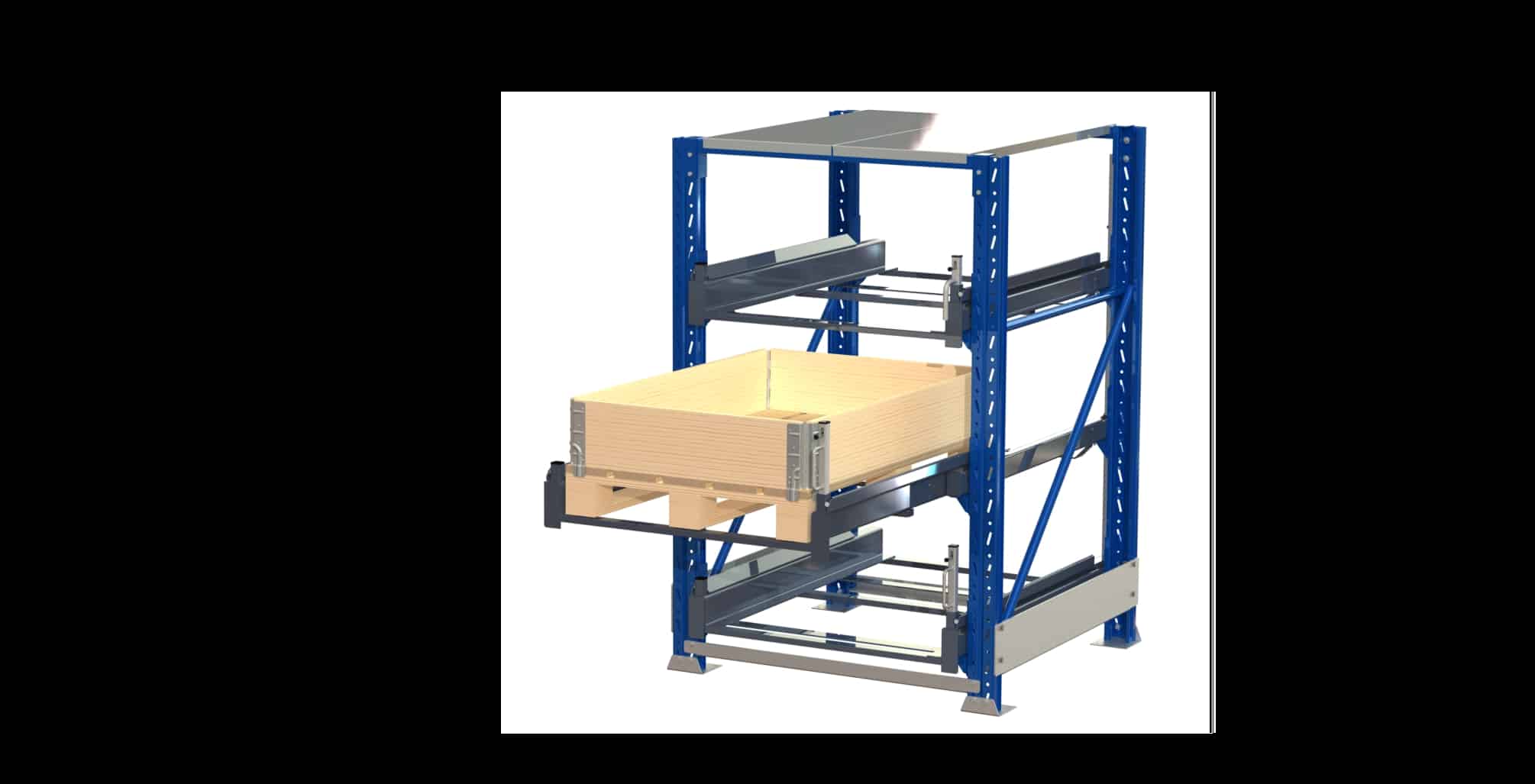 Psu - pallet storage unit, 3 pull-out units, 600 kg, 70% extension, with shelf lock - image 2 Psu - pallet storage unit, 3 pull-out units, 600 kg, 70% extension, with shelf lock - image 2