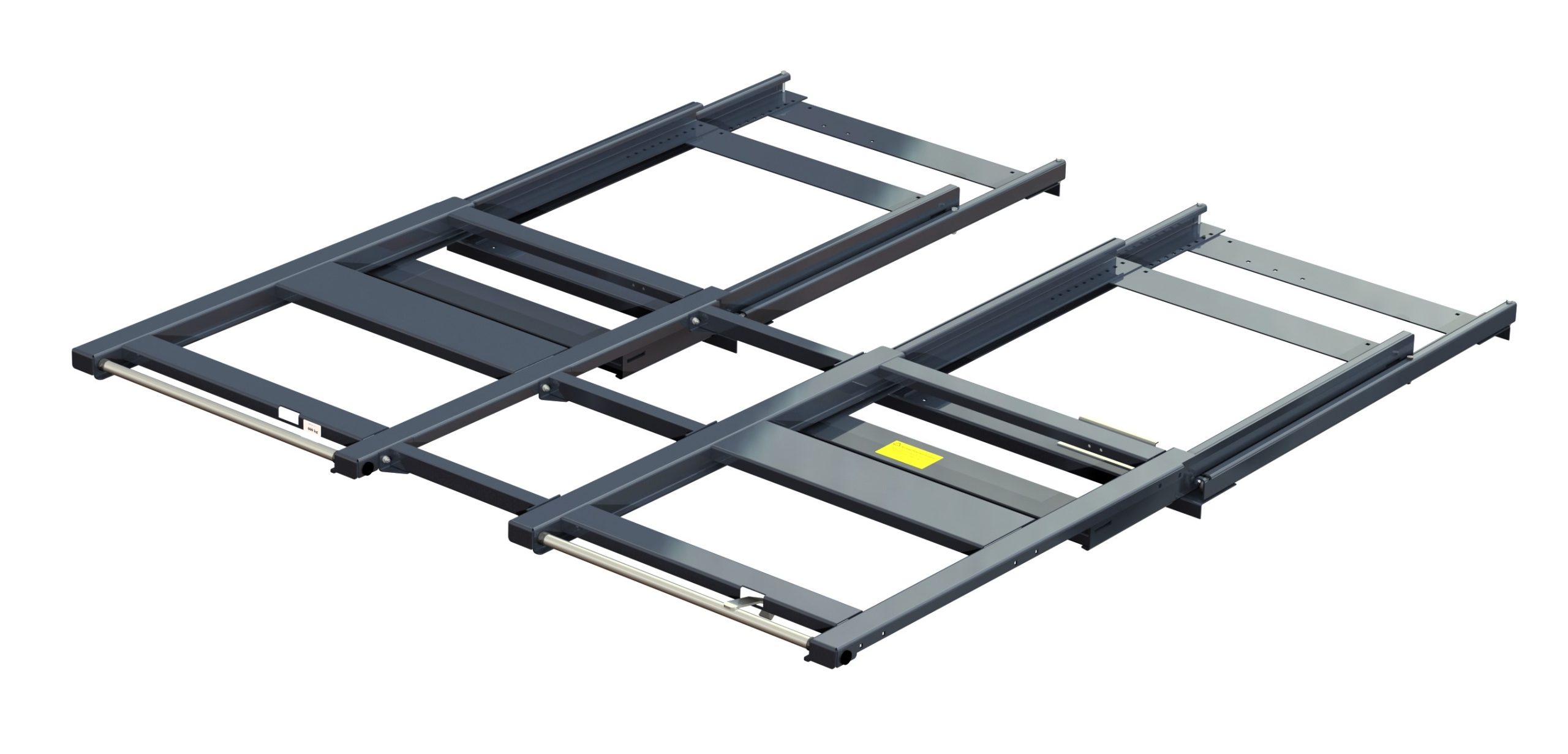 Beam-mounted wide pull-out unit, 600 kg, 100% extension, 2100 mm width, for long goods Beam-mounted wide pull-out unit, 600 kg, 100% extension, 2100 mm width, for long goods