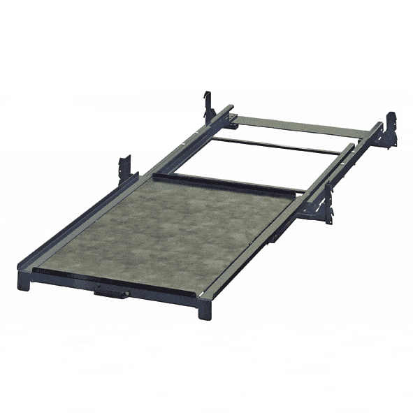 Upright-mounted pull-out unit, 150 kg, 100% extension, short-side handled, for pallet rack with steel shelf panel - image 2 Upright-mounted pull-out unit, 150 kg, 100% extension, short-side handled, for pallet rack with steel shelf panel - image 2