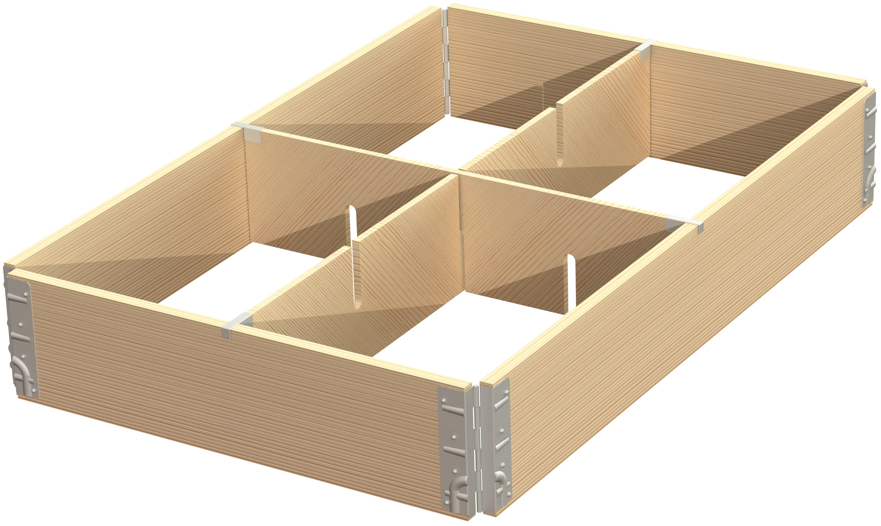 2 dividers with cut collar Slotted plywood pallet collar dividers – 4 compartments - image 3