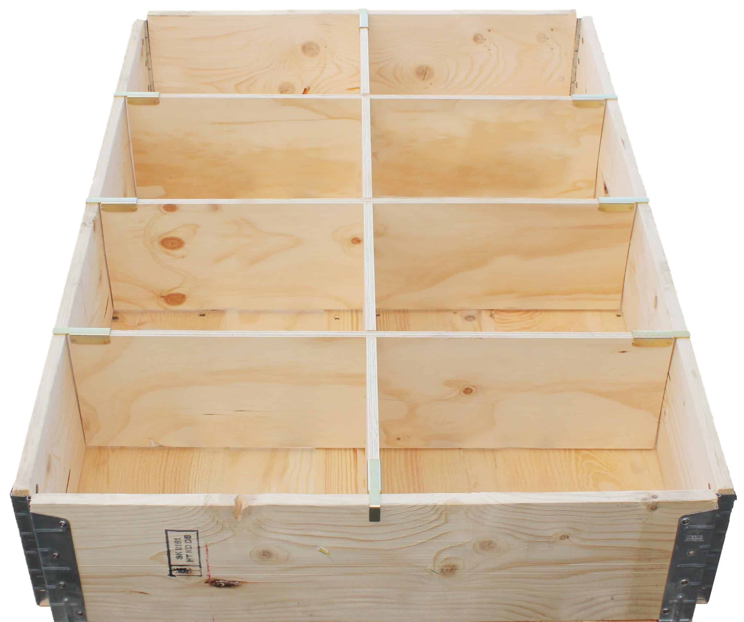 Shelf frame of wood & dividers gives 8 compartments