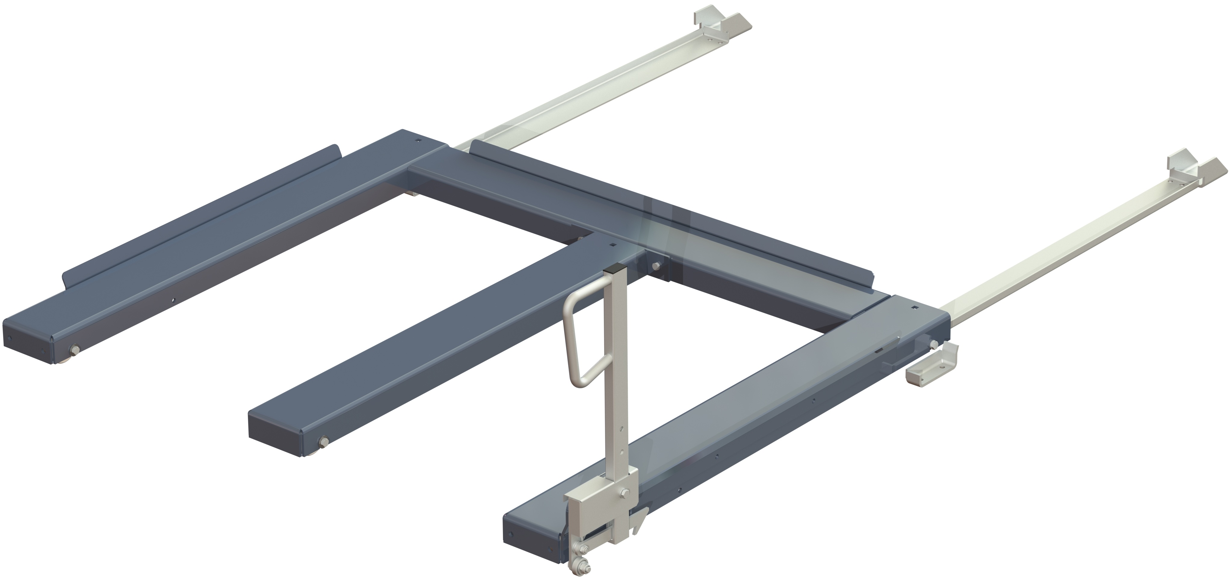 Floor-mounted pull-out unit, 1500 kg, 85% extension, front-loaded, long-side handled, for fin or chep pallet